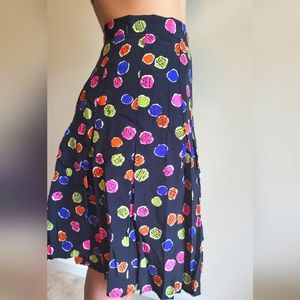 David Hollis Black Pleated Skirt with colorful dots